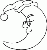 coloring picture of the moon with glasses and a nightcap